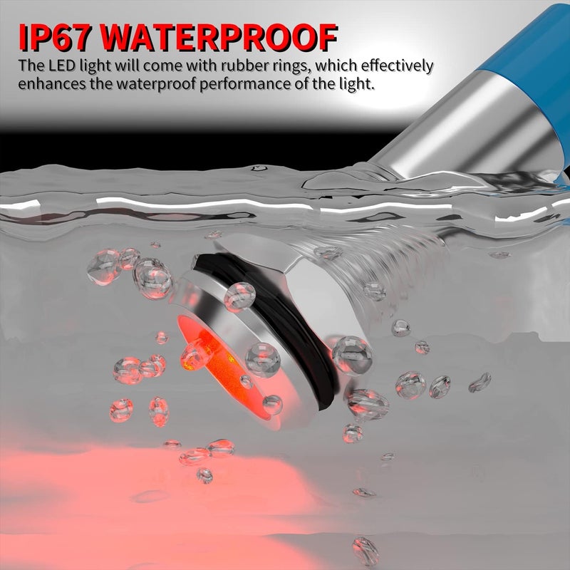 DAIERTEK LED Indicator Light 12V Waterproof Red Signal Light Waterproof 6MM 1/4" Metal 12 Volt Panel LED Indicator Signal Light Panel Mount Flat Head with Wires Silver Shell -3Pcs - Image 5